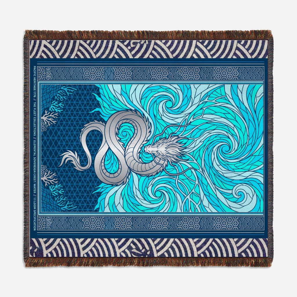 Elemental Crest Water 08 Woven Blanket Tapestry Throw 54" x 60"