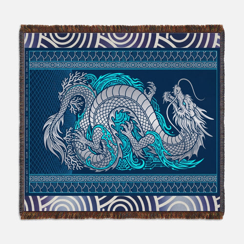 Elemental Crest Water 02 Woven Blanket Tapestry Throw 54" x 60"