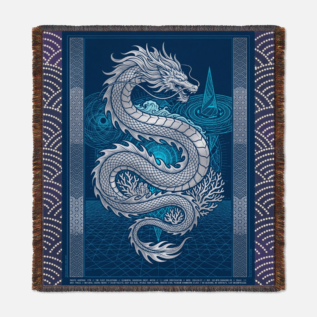Elemental Crest Water 09 Woven Blanket Tapestry Throw 54" x 60"