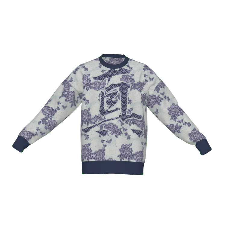 Seimei Hikari Unisex Lunar Reflection LE 02 Seigaiha Kanji Shin Truth Relaxed Fit Sweater