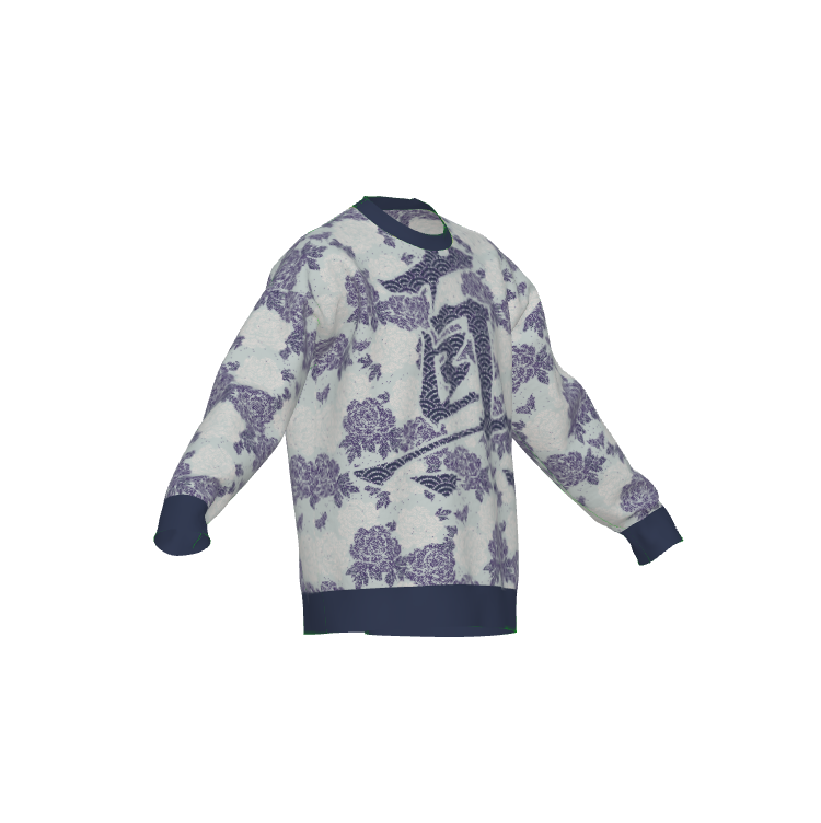 Seimei Hikari Unisex Lunar Reflection LE 02 Seigaiha Kanji Shin Truth Relaxed Fit Sweater