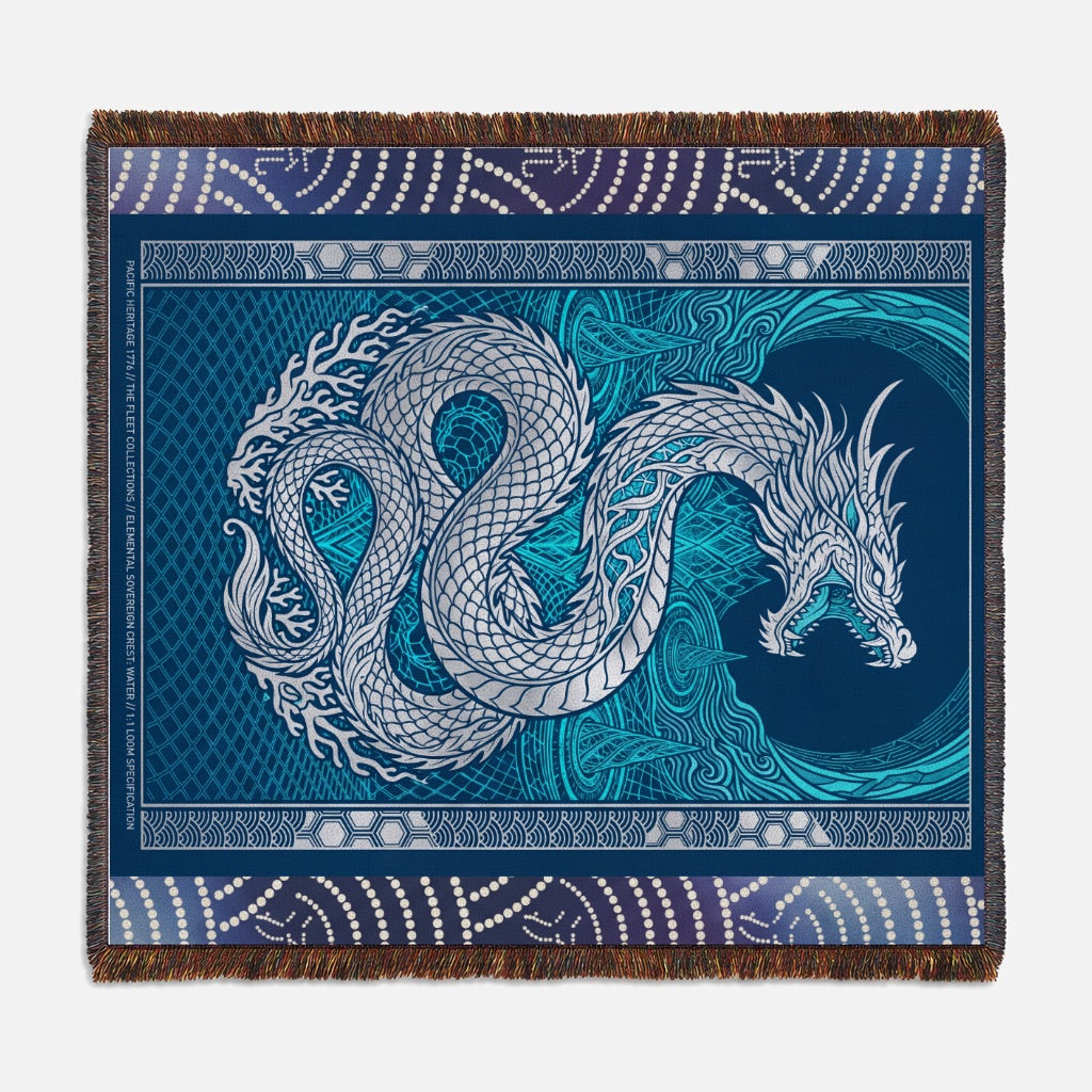 Elemental Crest Water 04 Woven Blanket Tapestry Throw 54" x 60"