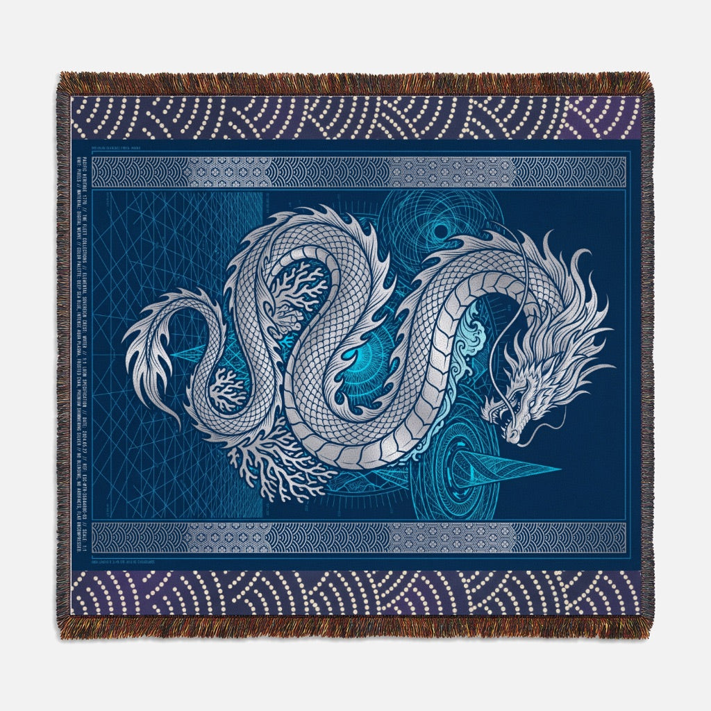 Elemental Crest Water 09 Woven Blanket Tapestry Throw 54" x 60"