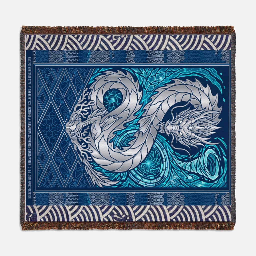 Elemental Crest Water 03 Woven Blanket Tapestry Throw 54" x 60"