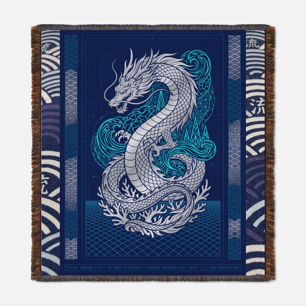 Elemental Crest Water 01 Woven Blanket Tapestry Throw 54" x 60"