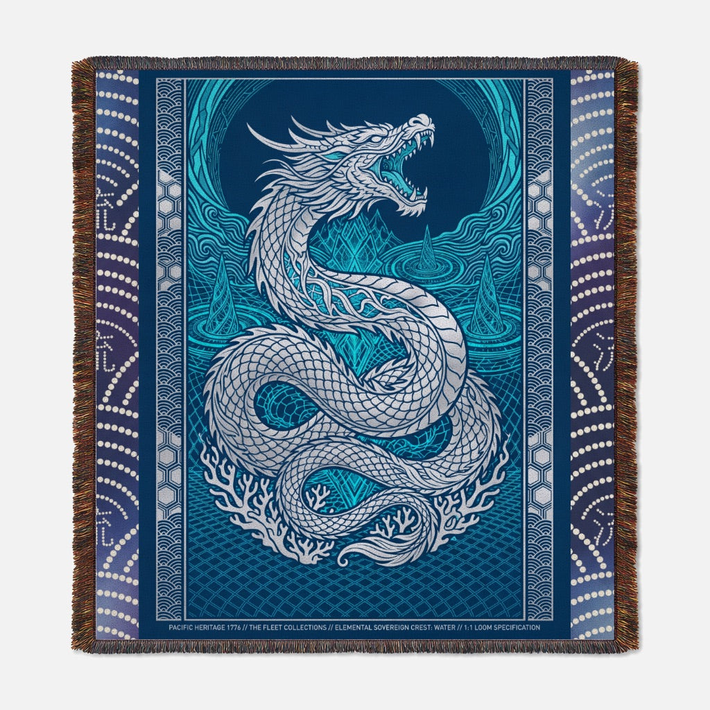 Elemental Crest Water 04 Woven Blanket Tapestry Throw 54" x 60"