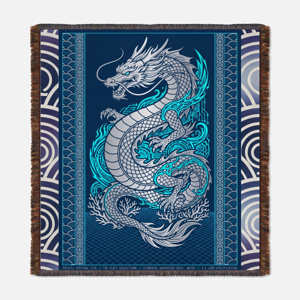 Elemental Crest Water 02 Woven Blanket Tapestry Throw 54" x 60"