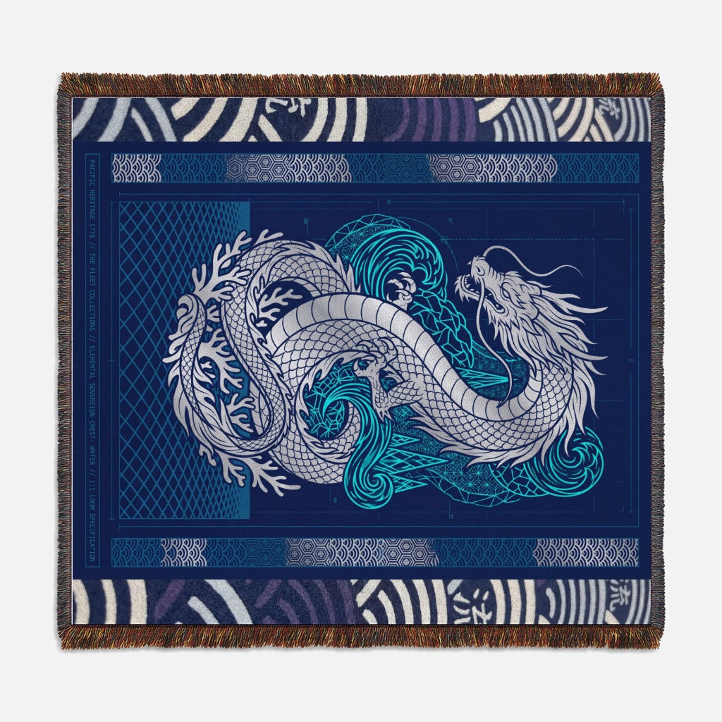 Elemental Crest Water 01 Woven Blanket Tapestry Throw 54" x 60"