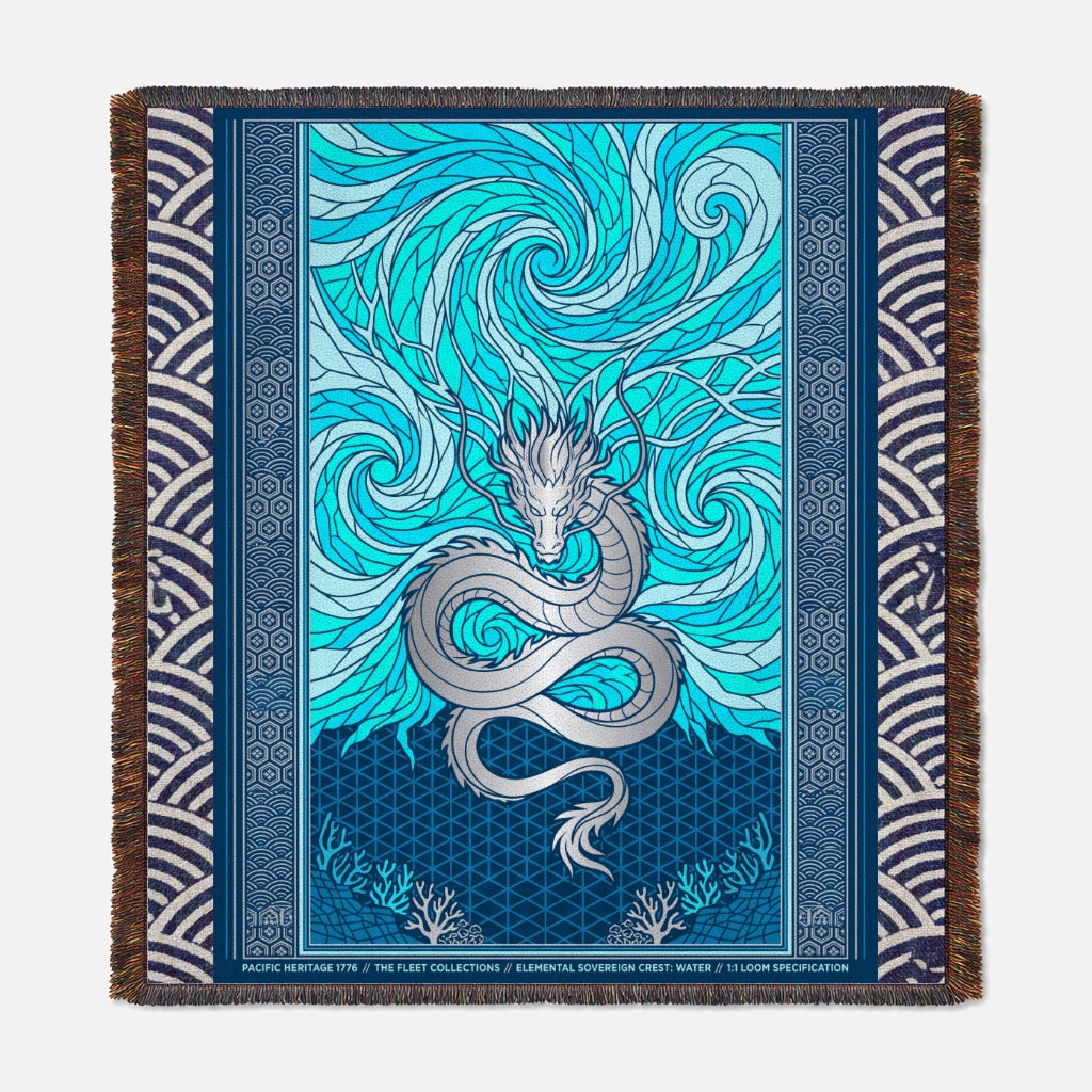 Elemental Crest Water 08 Woven Blanket Tapestry Throw 54" x 60"