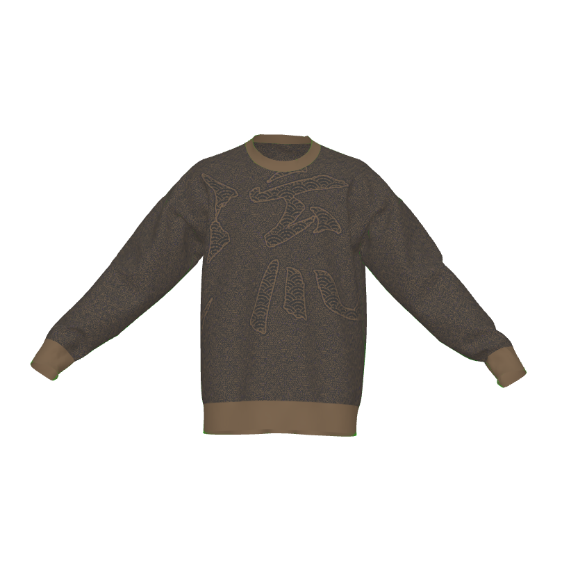Seimei Hikari Unisex Ceremonial Smoke LE 38 Seigaiha Kanji Rye Flow Relaxed Fit Sweater
