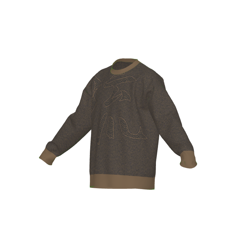 Seimei Hikari Unisex Ceremonial Smoke LE 38 Seigaiha Kanji Rye Flow Relaxed Fit Sweater