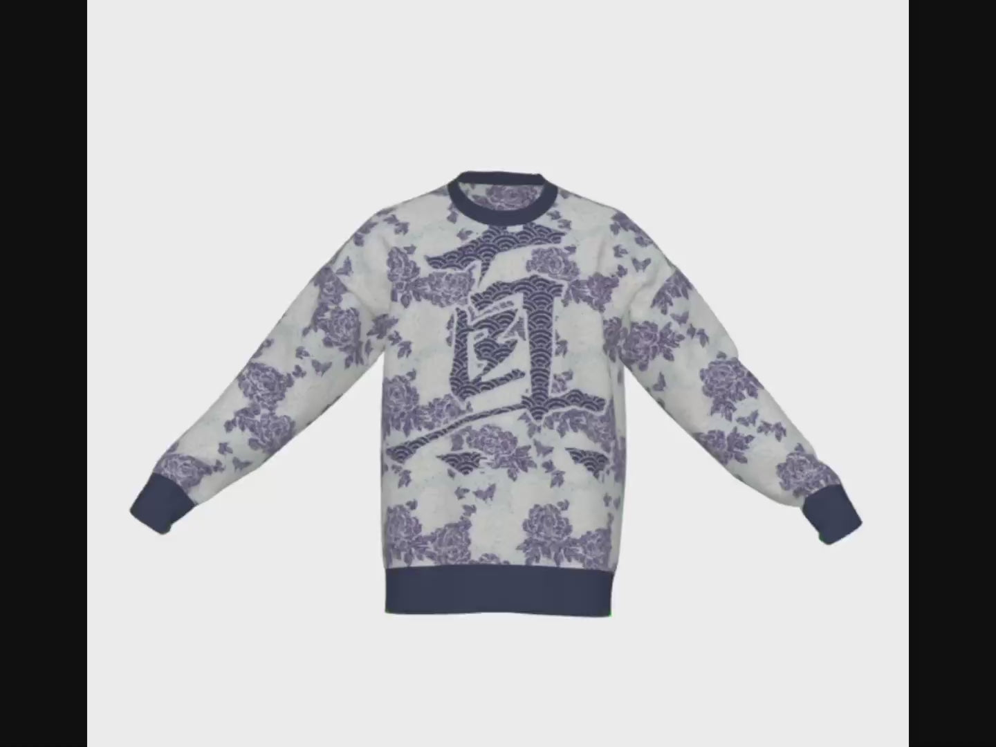 Seimei Hikari Unisex Lunar Reflection LE 02 Seigaiha Kanji Shin Truth Relaxed Fit Sweater